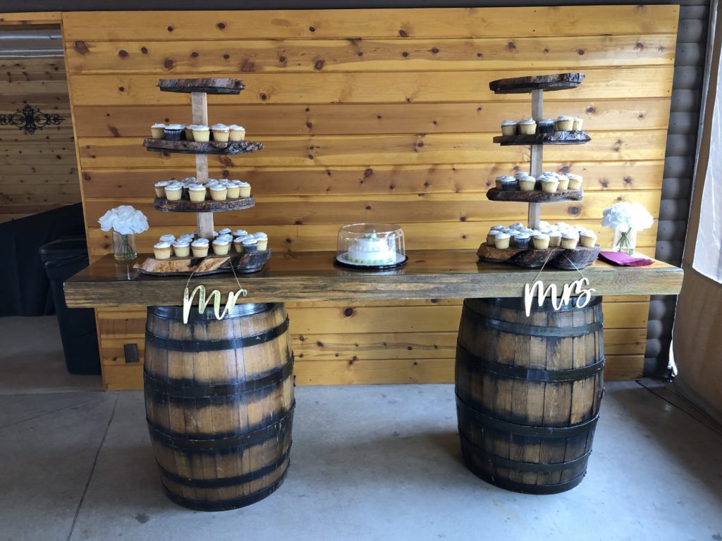 cupcake stands are one of many decoration s offered by Ellis Ranch Wedding and Event Center