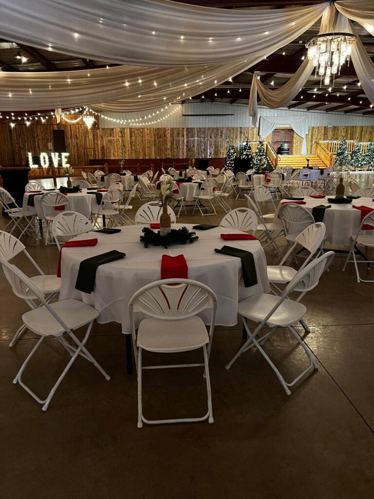 shorter linens, napkins, centerpieces